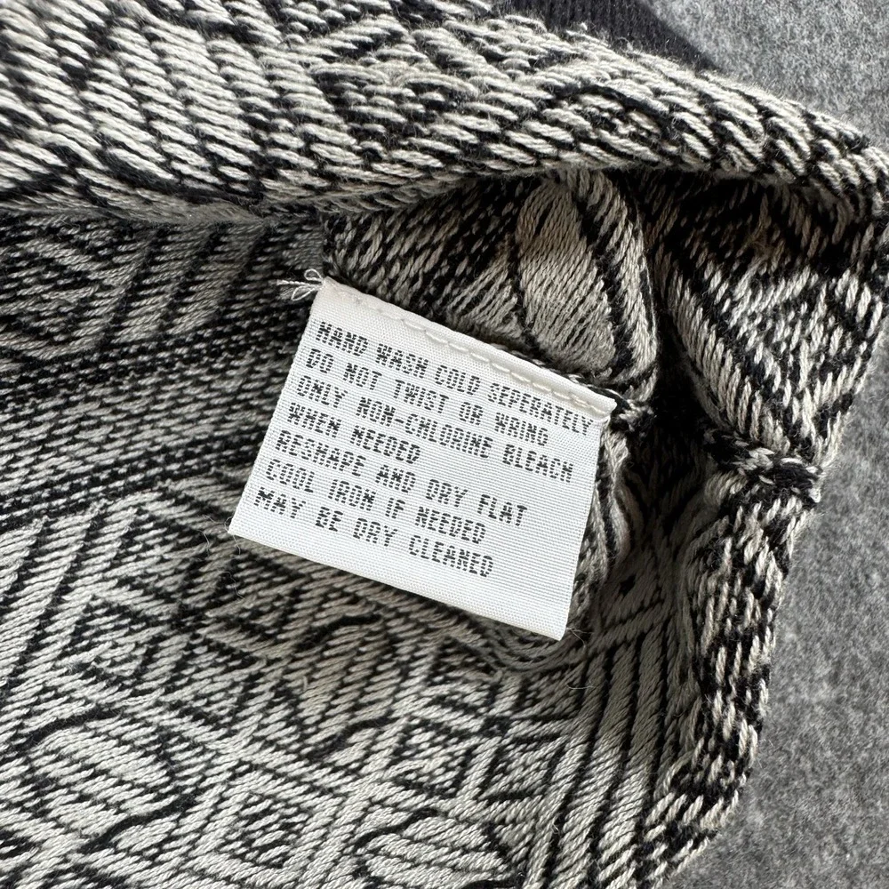Alex Cannon Men's Large Black White Geometric Sweater Silk Cotton Crewneck